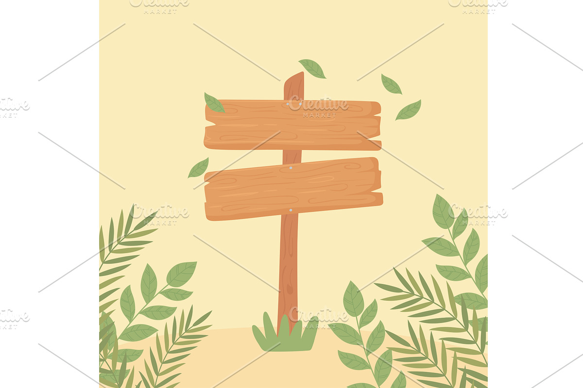 wood signpost foliage, an Object Illustration by studiogstock