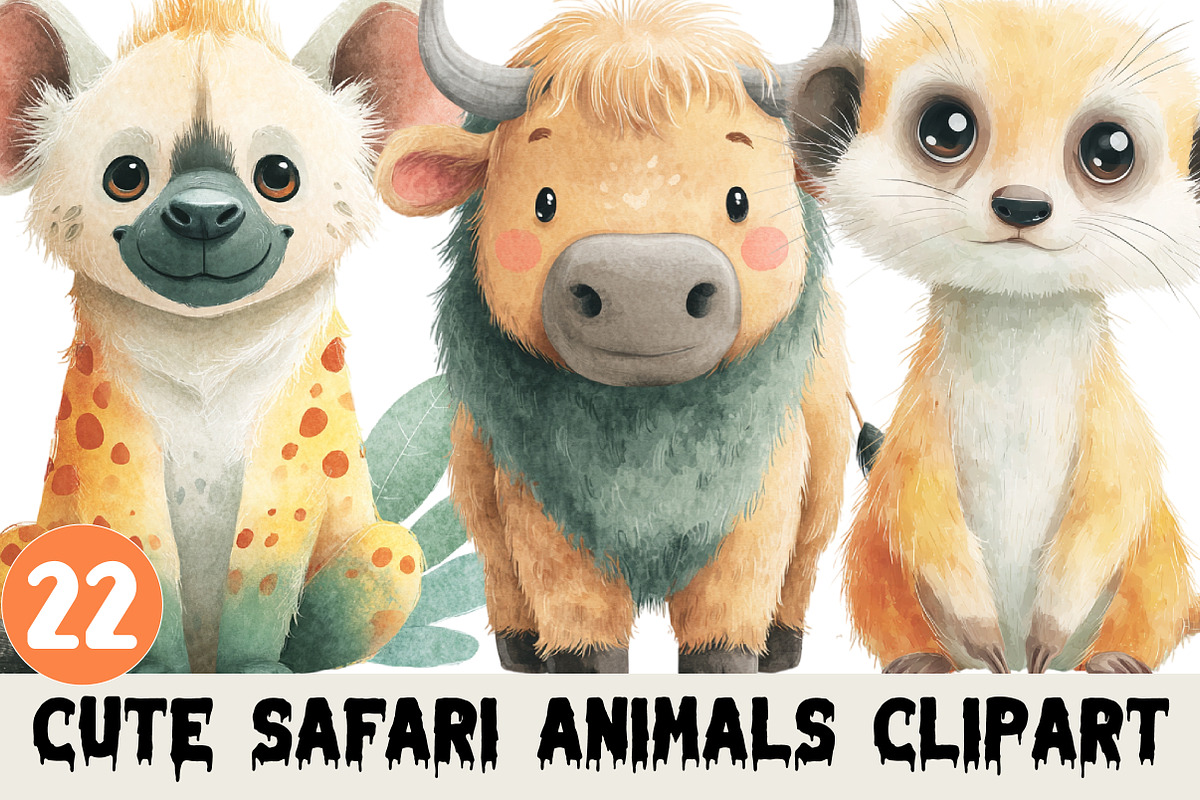 Cute Safari Animals Clipart, a Graphic by CitraGraphics (Photo 1 of 4)