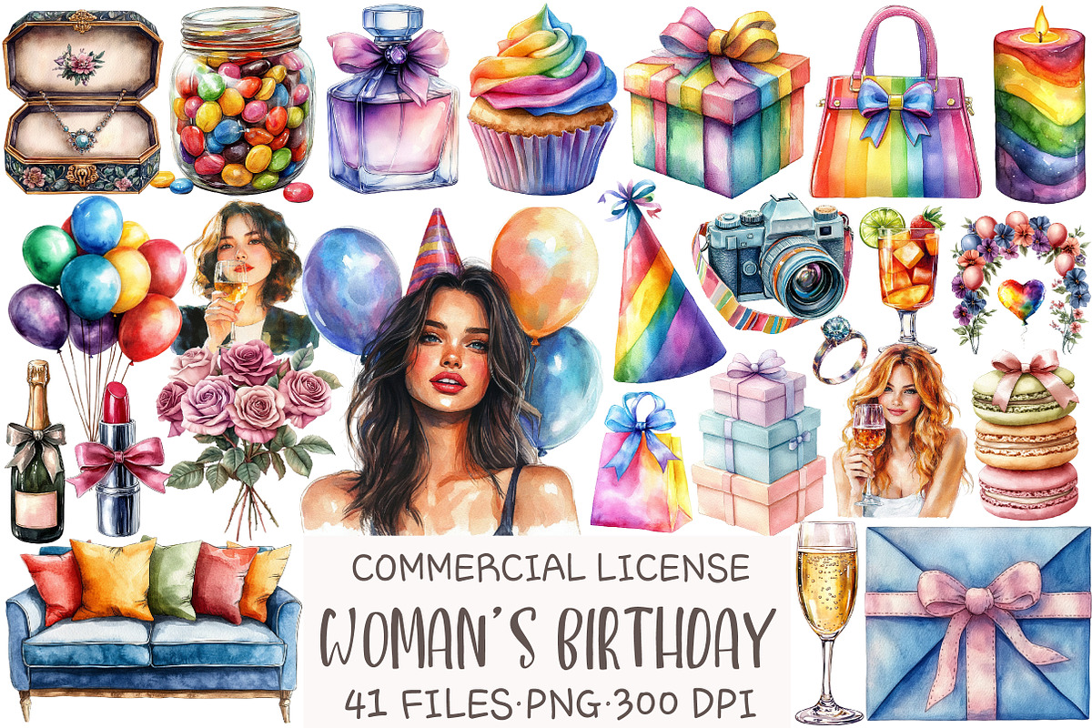 Woman’s Birthday Clipart, an Illustration by OK Design (Photo 1 of 5)
