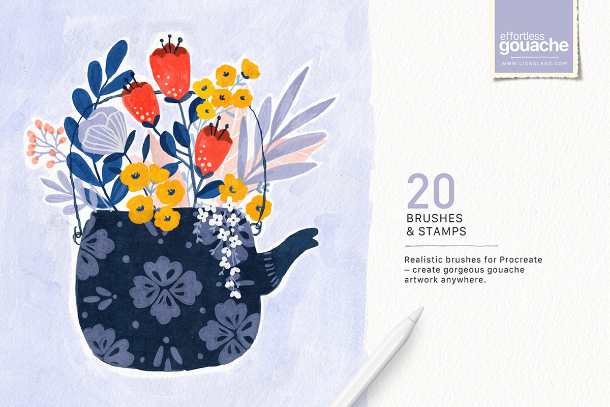 Gouache Brushes for Procreate, a Brush Add-On by Lisa Glanz (Photo 2 of 14)