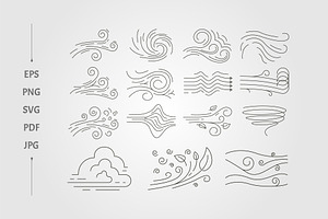 set of wind weather abstract vector, a Decorative Illustration by lawoel