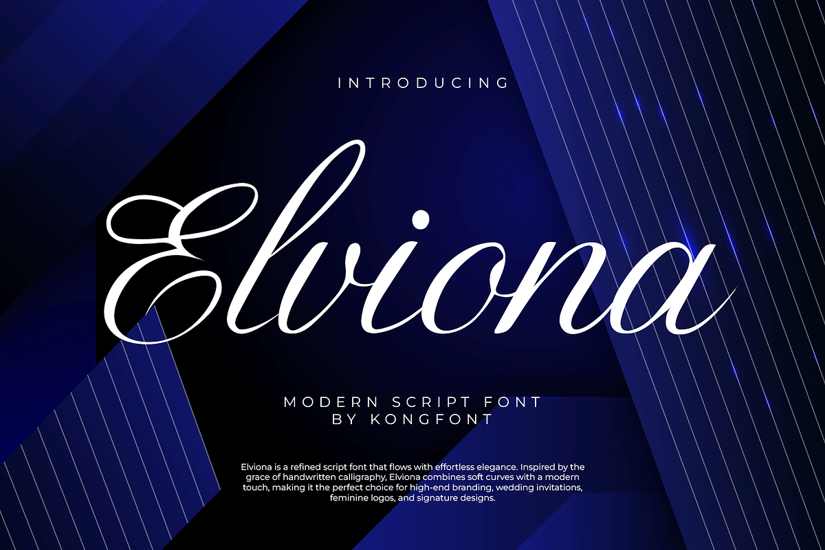 Elviona – A Modern Script Font, a Script Font by overlaytemplates (Photo 1 of 5)