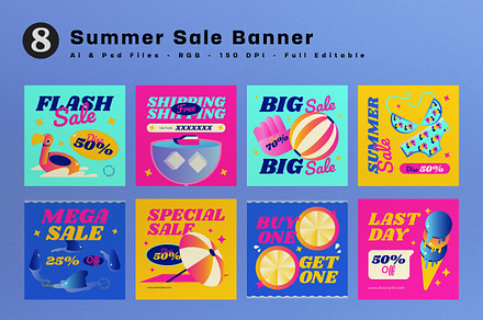 Blue Modern Summer Sale Banner, an UI Kit Template by graphicook