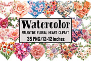 Valentine Floral Heart Clipart, an Illustration by Design Market (Thumbnail 1 of 3)