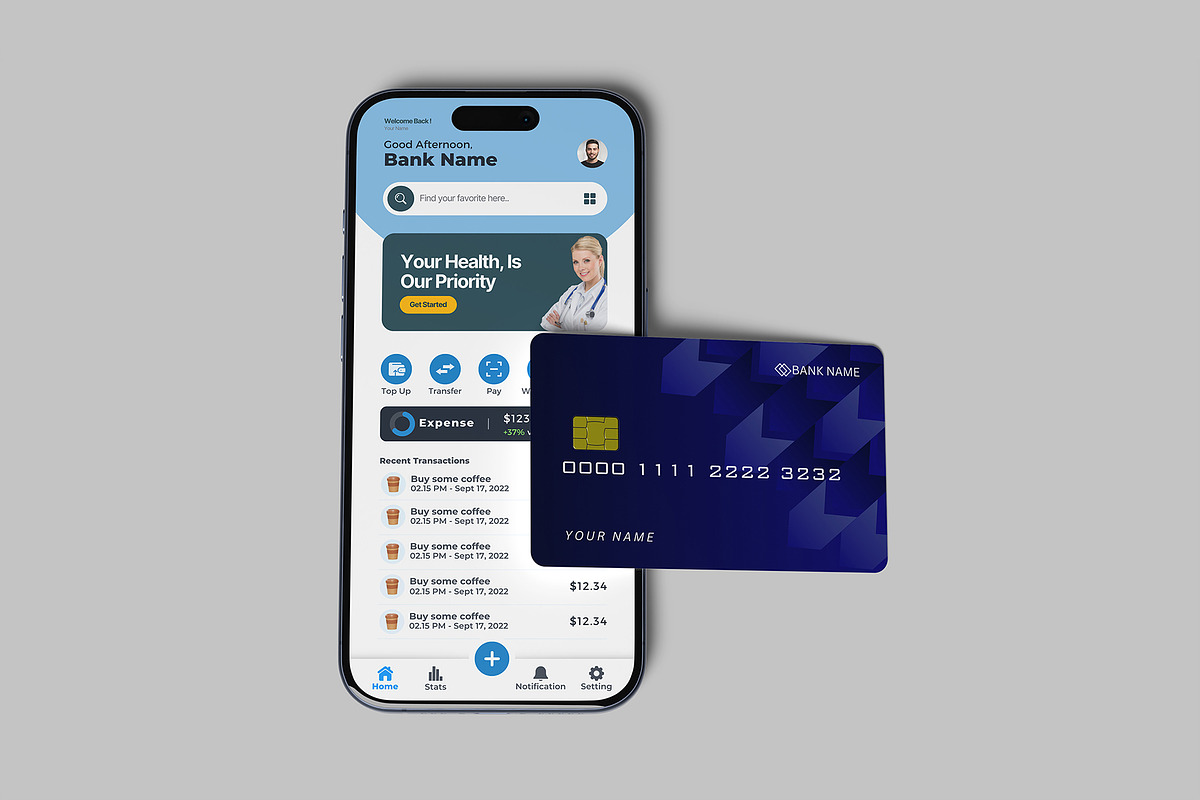 Smartphone and Credit Card Mockup, a Product Mockup by lamorastudio (Photo 2 of 11)
