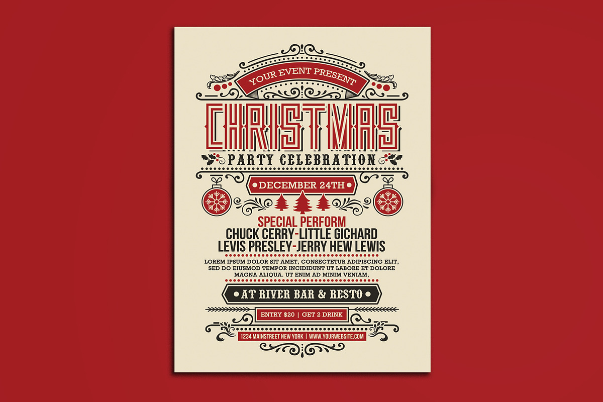 Chirstmas Party Vintage Art Deco Stl, a Flyer Template by Muhamad Iqbal hidayat (Photo 1 of 4)