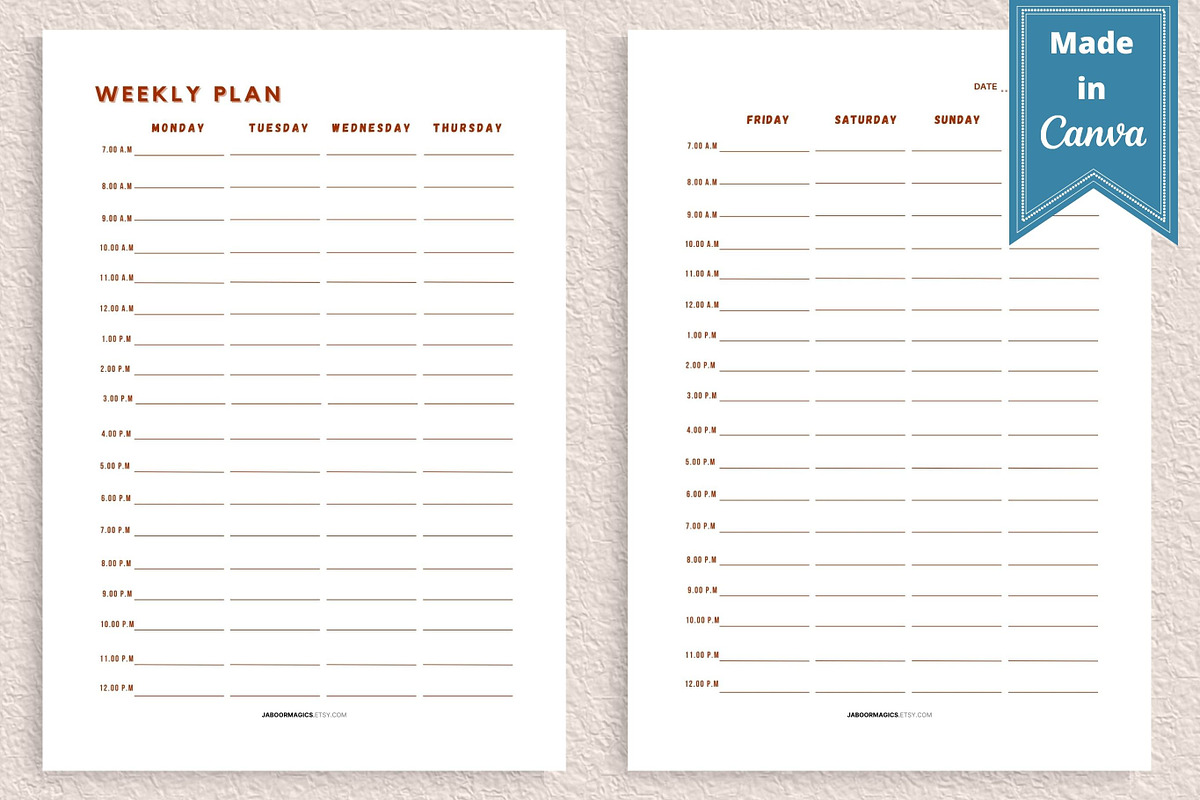 Weekly Planner Template, Canva, a Templates & Theme by Jaboor Magics (Photo 2 of 5)