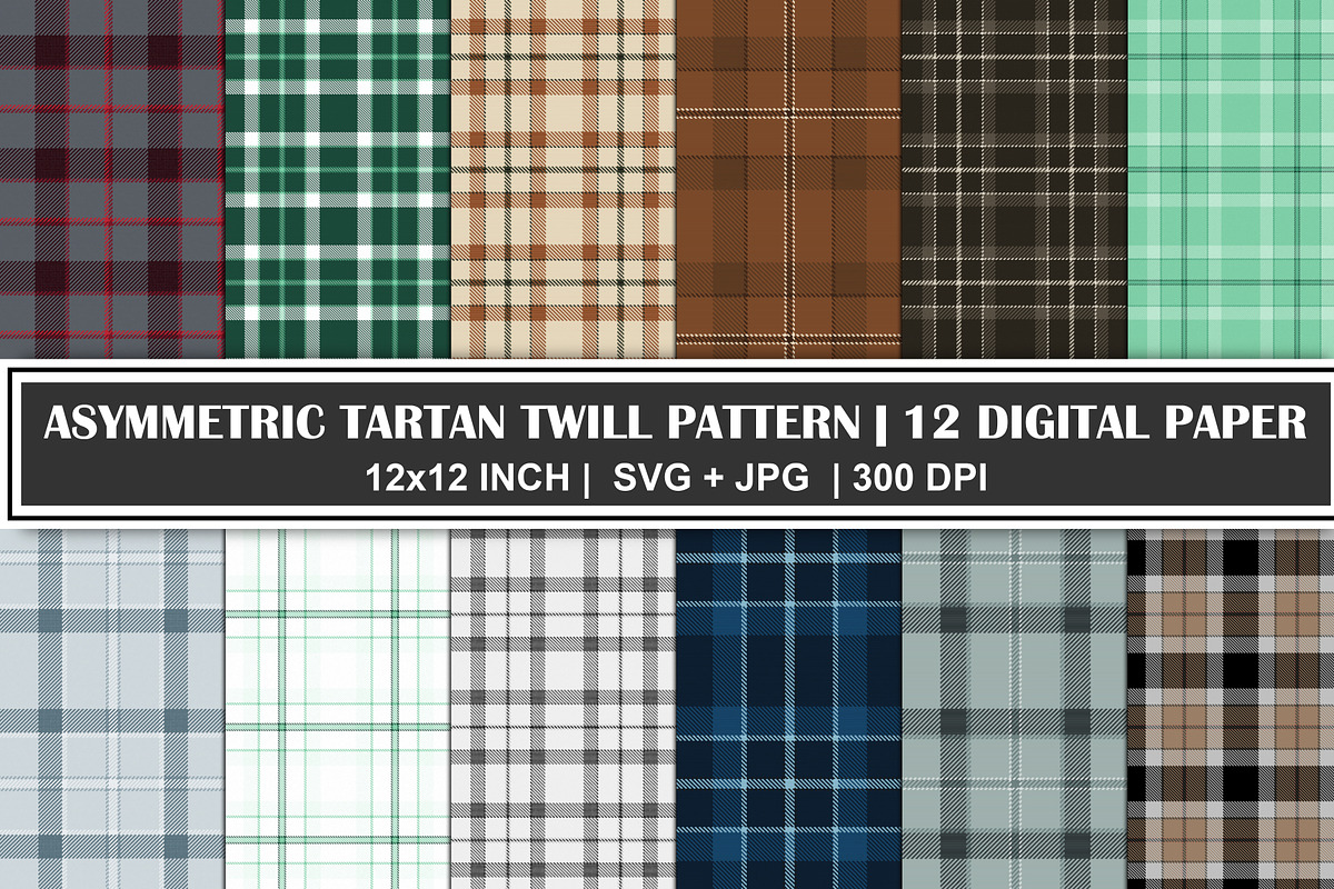 Asymmetric Tartan Digital Paper Set, a Pattern Graphic by Gfx Expert Team (Photo 1 of 3)