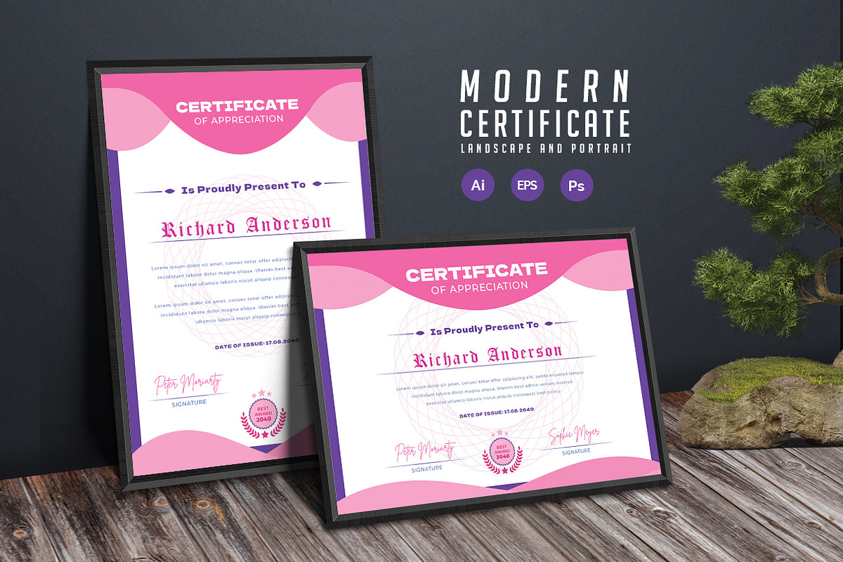 579. Modern Certificate Template, a Stationery Template by CreativeRezwan (Photo 2 of 3)