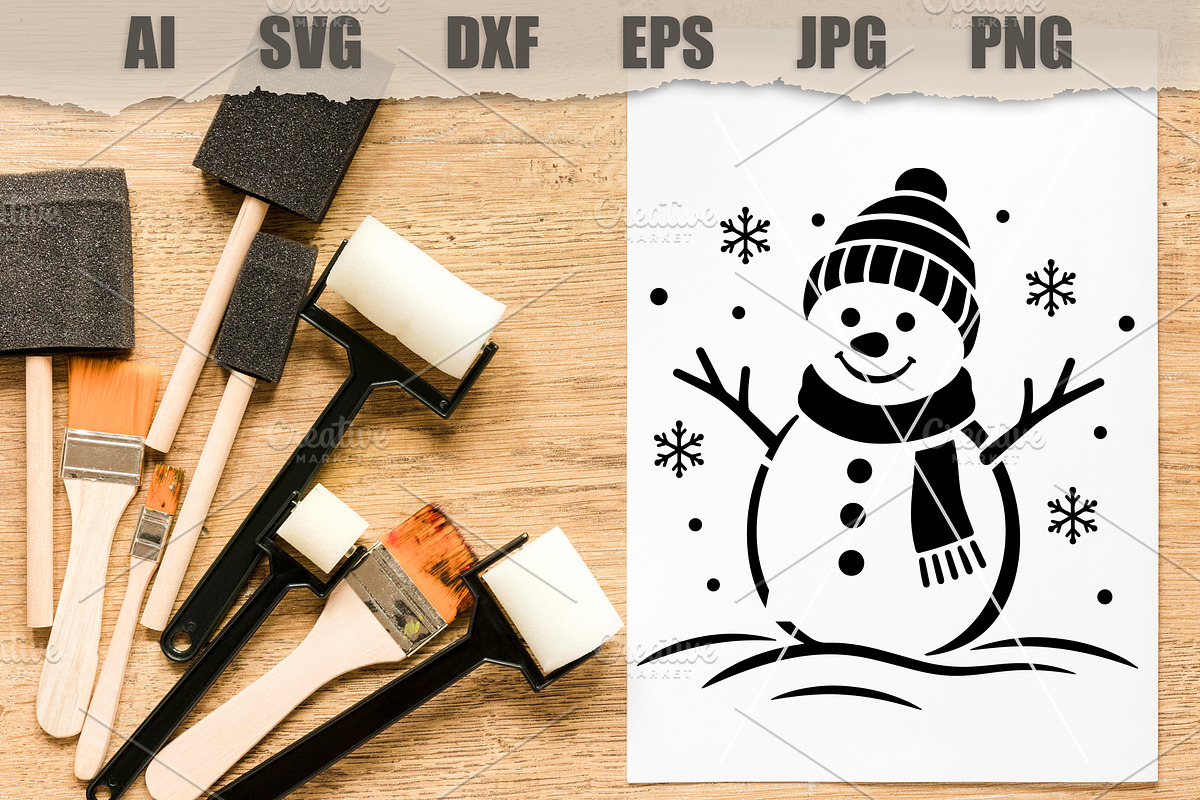 Stencil Snowman Winter Silhouette, an Object Illustration by MARYCRAFTIRIA (Photo 2 of 3)
