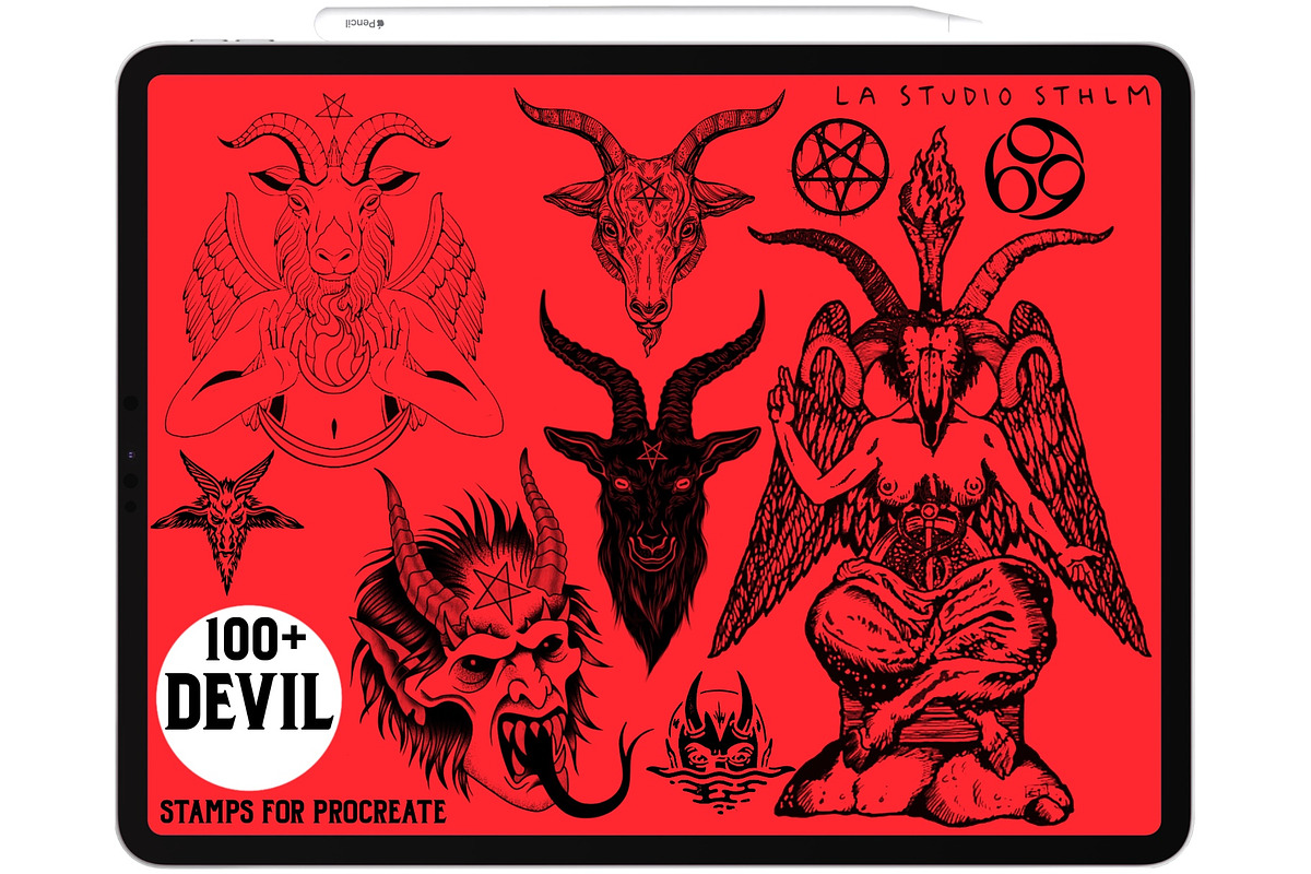 Devil - Procreate Tattoo Stamp Set, a Brush Add-On by LA Studio Sthlm (Photo 5 of 7)