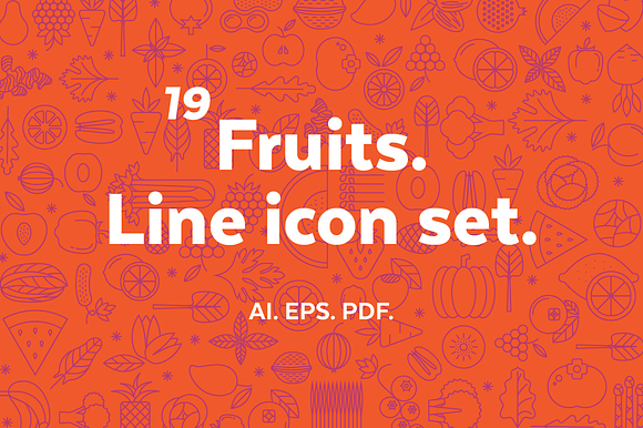 Fruits. Line Icon Set.