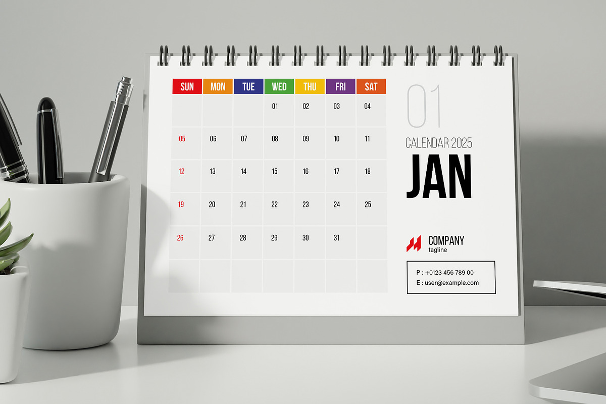 Desk Calendar Template 2025, a Stationery Template by MightyDesign (Photo 2 of 7)