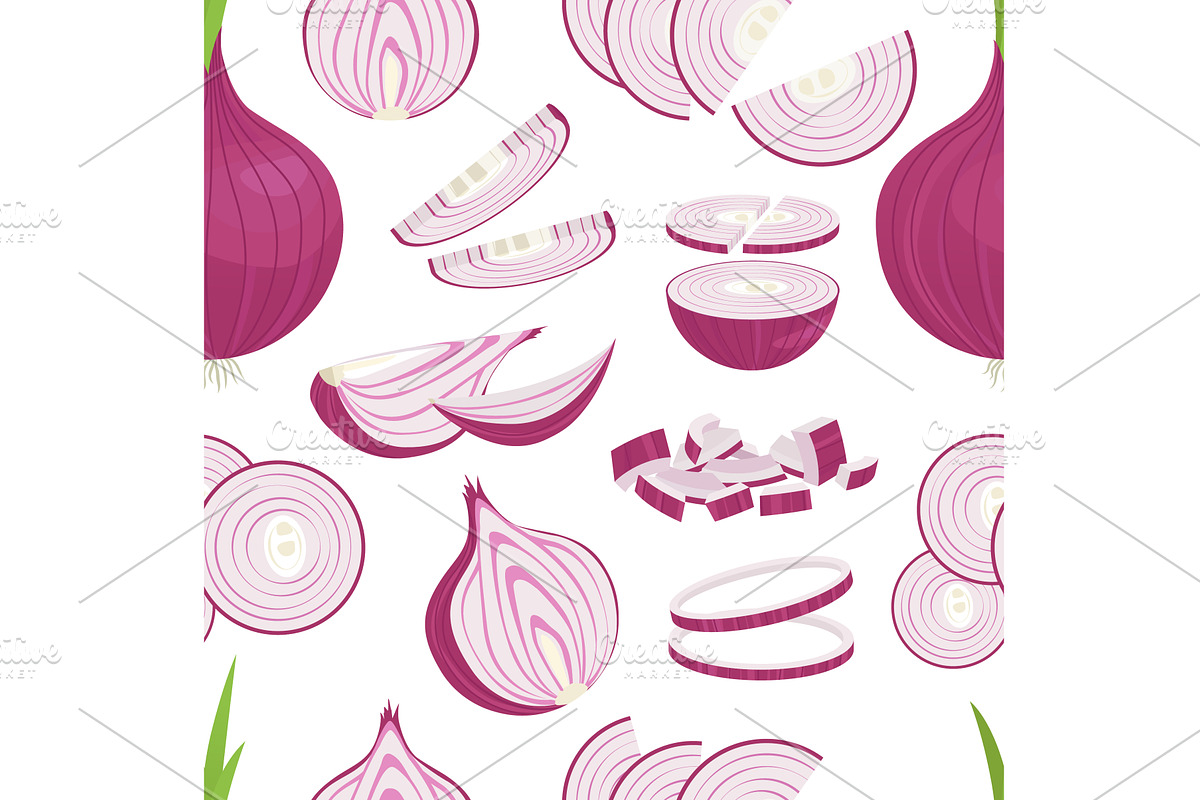 onion pattern. onion stems, half, a Food Illustration by Multigon