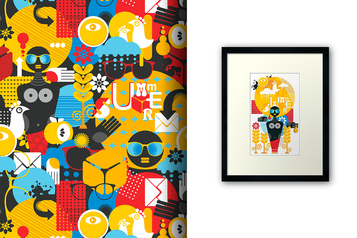 Summer poster + 2 patterns, an Illustration by eka panova (Photo 2 of 4)