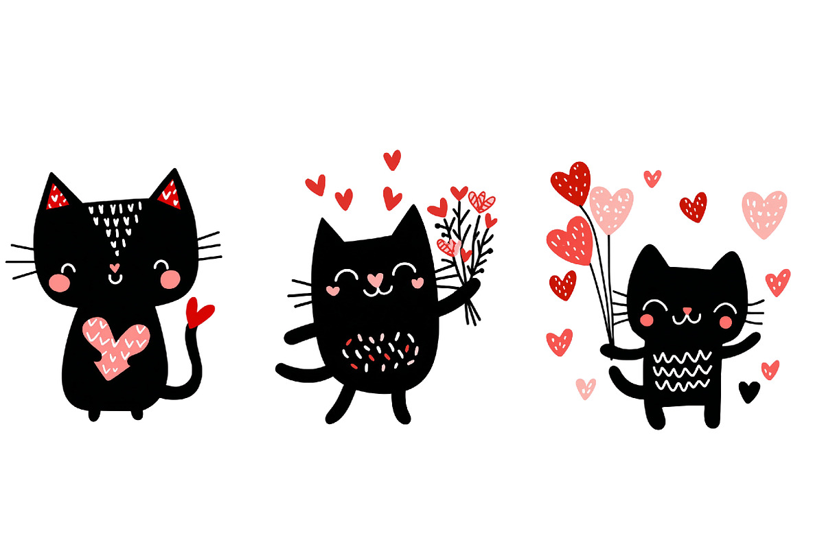Valentine black cat clipart, an Illustration by Designworld (Photo 4 of 4)