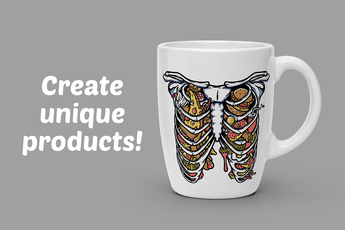 lots of food in the rib cage, a Food Illustration by gunaonedesign (Photo 2 of 4)