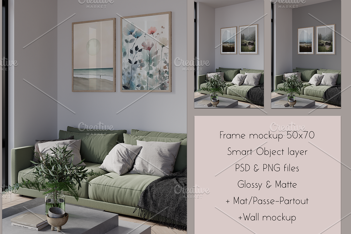 Double vertical frame mockup - 50x70, a Household Mockup by Hunny Badger (Photo 2 of 6)