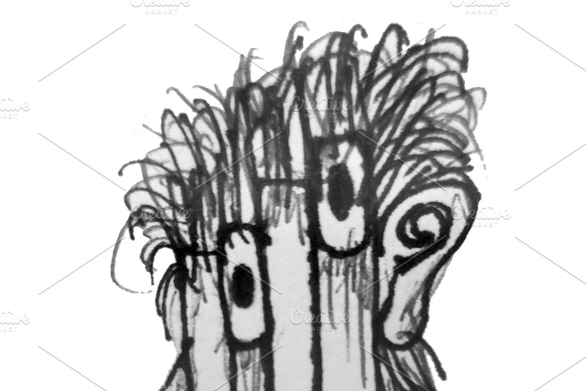 Black and white cartoon man head hand drawn illustration, a Person Illustration by DanFLCreativo