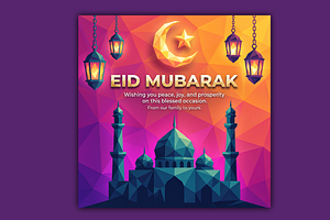Poly Geometric Eid Mubarak Poster