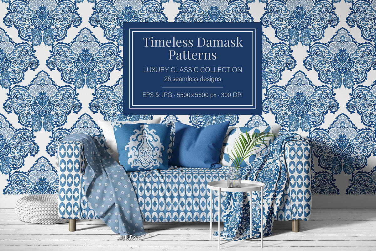 LUXURY DAMASK SEAMLESS PATTERNS, a Pattern Graphic by Sonulkaster (Photo 1 of 10)