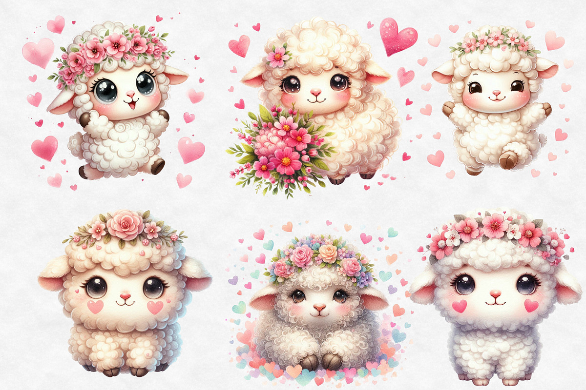Cute Valentine Sheep Clipart, an Illustration by Designworld (Photo 4 of 6)