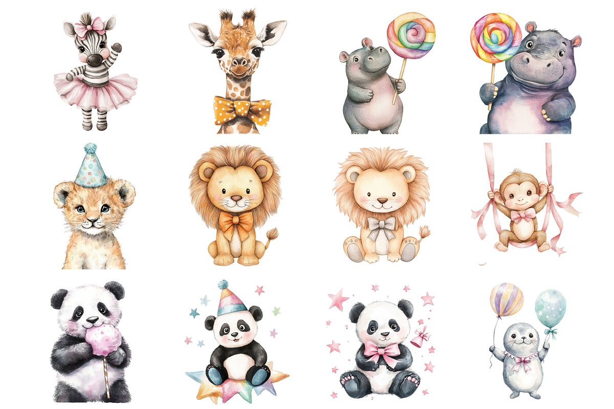 Cute Baby Circus Animals, an Illustration by Design Market (Photo 2 of 3)