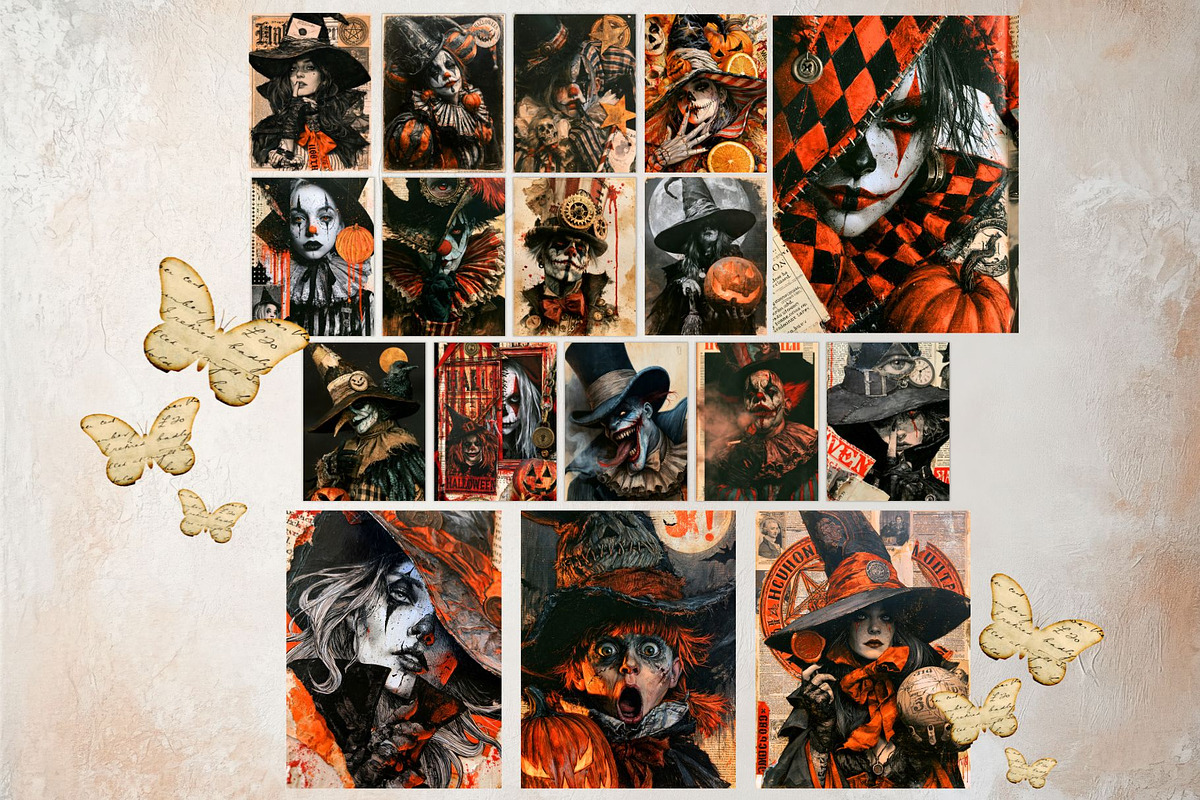 Vintage Dark Halloween Digital Paper, a Seasonal Illustration by ThatsDesignArt (Photo 14 of 16)