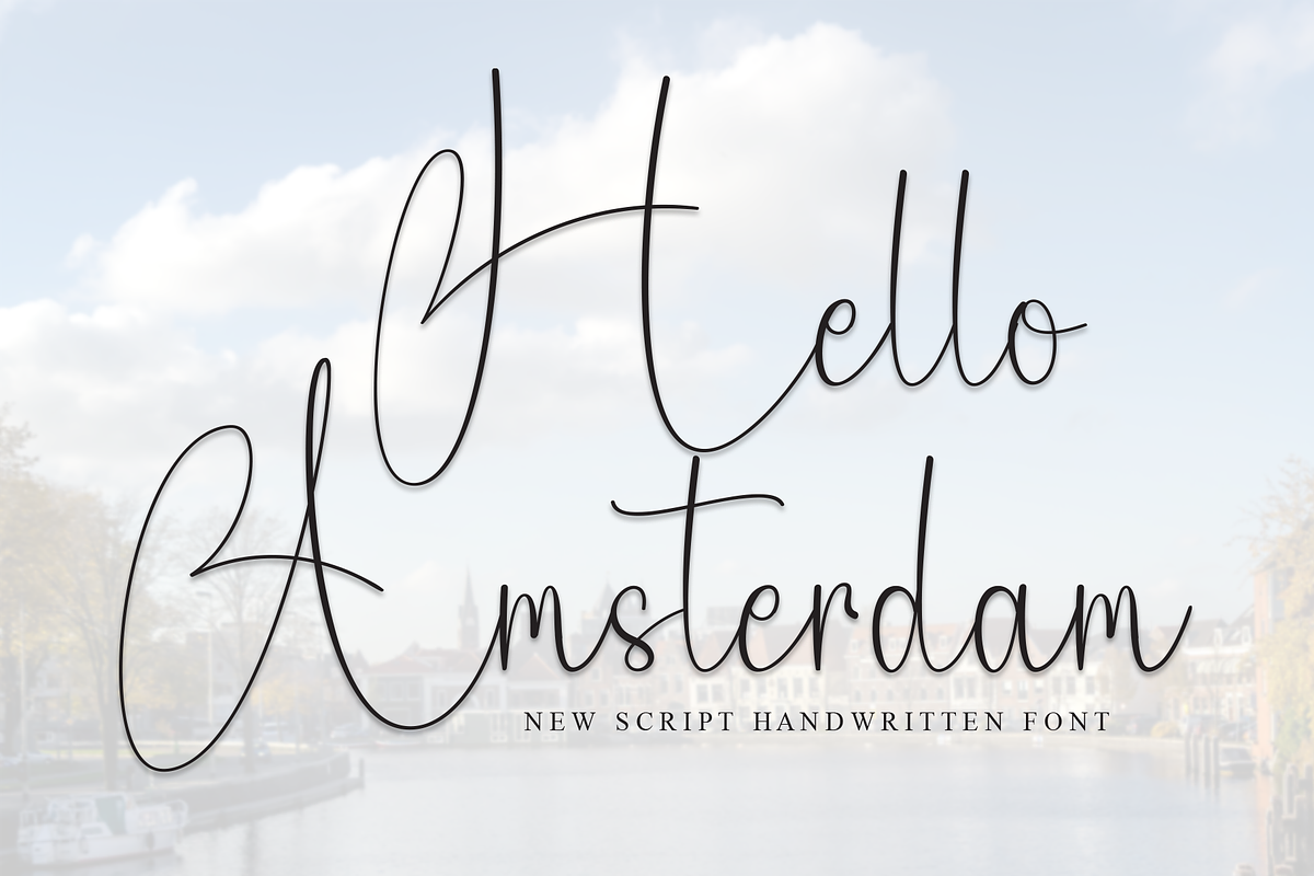 Hello Amstredam | Script Font, a Handwritten Font by Scratchones (Photo 1 of 8)