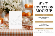 Orange Theme Invitation Mockup, a Mockup by Bijou Bay (Thumbnail 1 of 2)