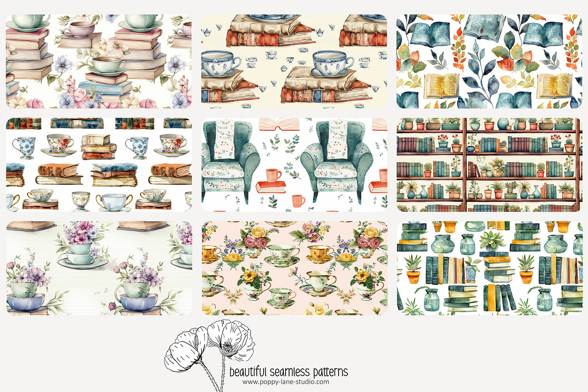 80 books seamless pattern, a Pattern Graphic by Poppy Lane Studio (Photo 10 of 11)