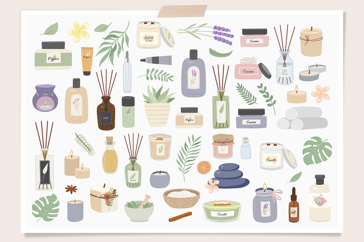 Aroma and beauty vector clipart, a Healthcare Illustration by Nadezhda Mikhailova (Photo 4 of 9)