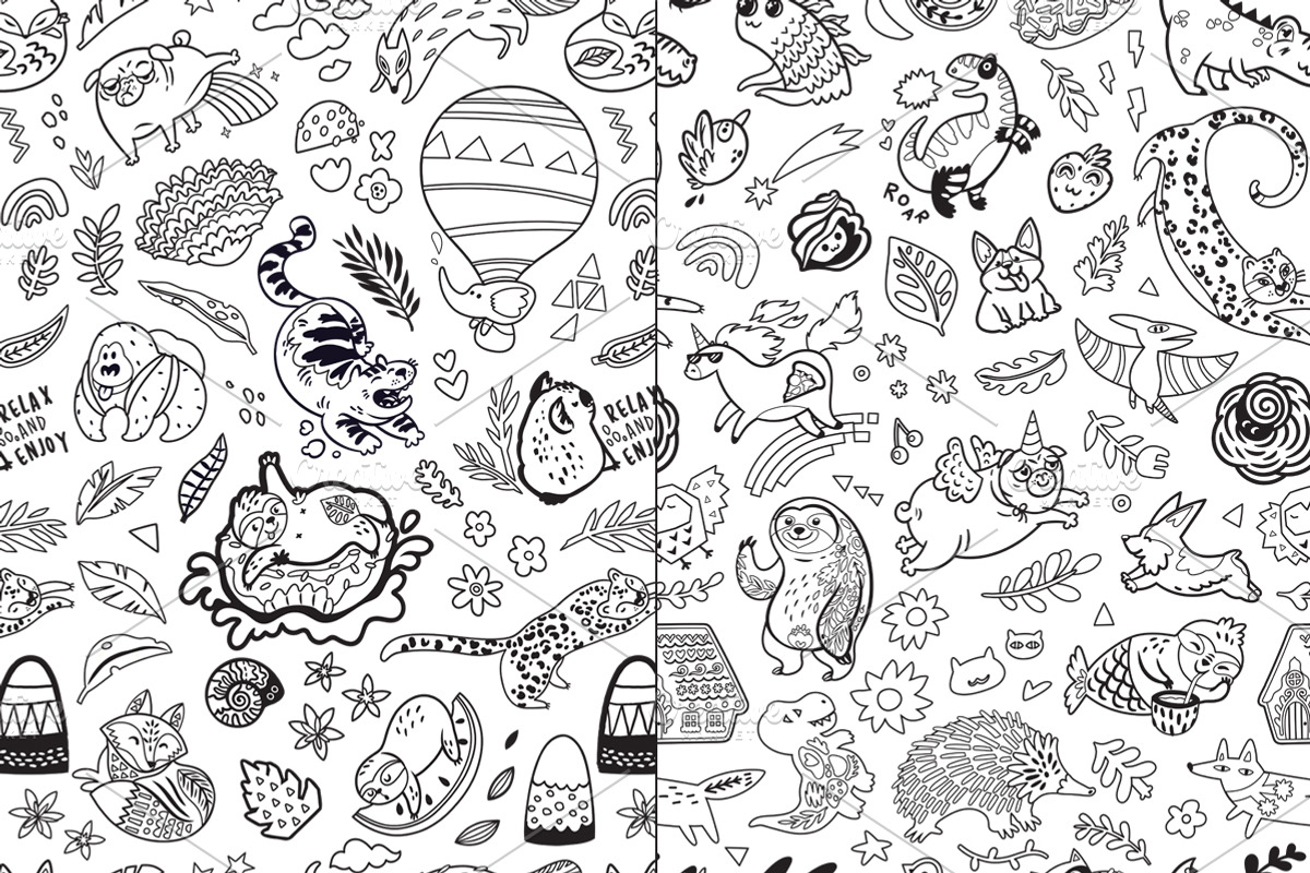 32 Seamless Coloring Patterns, a Pattern Graphic by PenguinHouse (Photo 2 of 14)