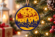 Santa Sleigh Village Ornament SVG, an Object Graphic by Libby Wishes (Thumbnail 1 of 2)
