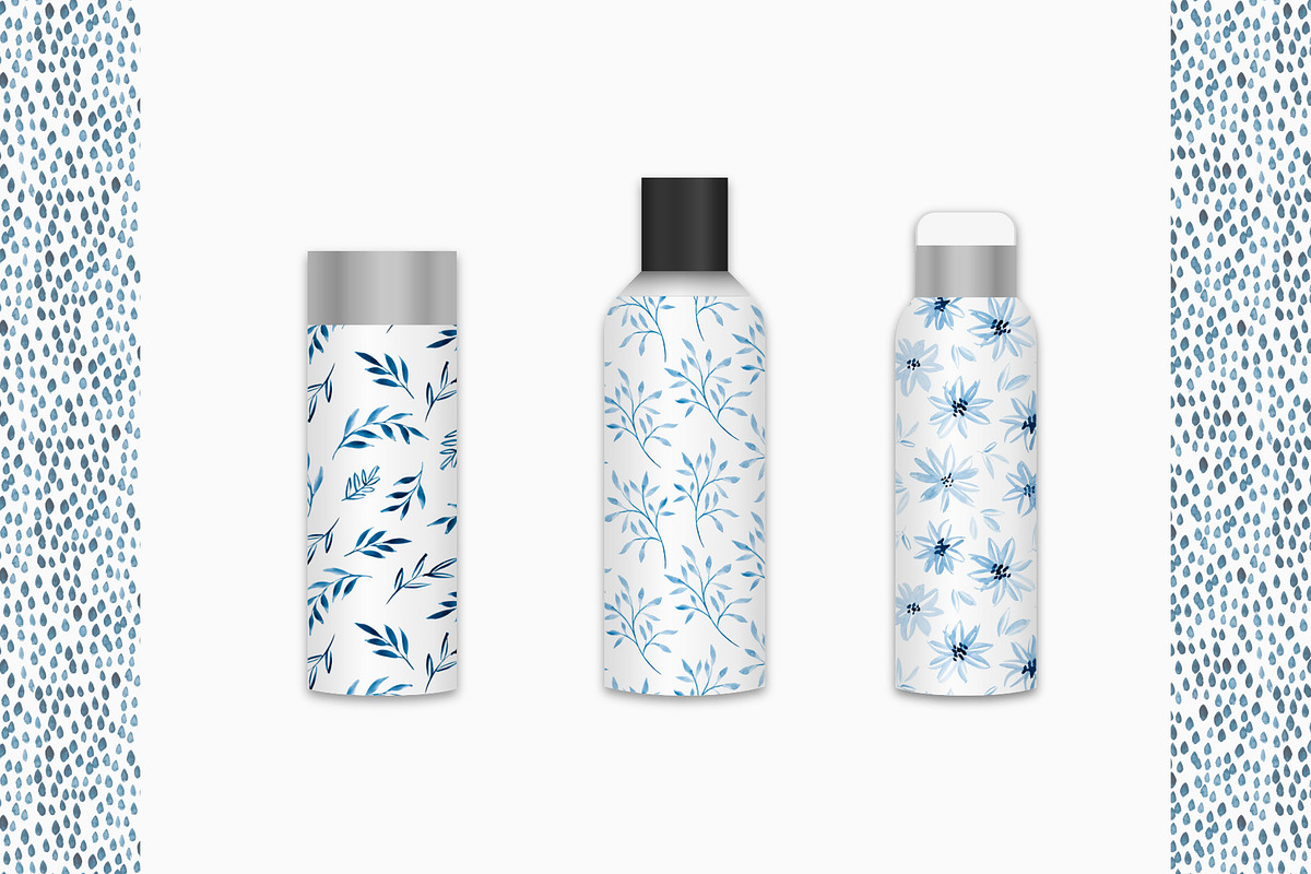 Blue watercolor floral collection, a Pattern Graphic by Wild Rose (Photo 6 of 8)