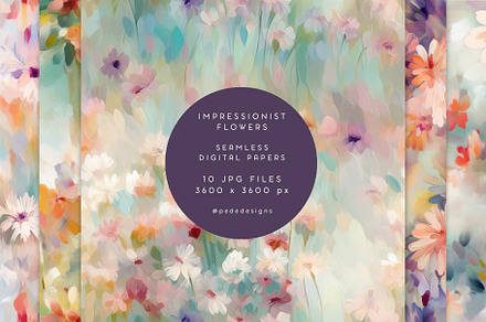 Impressionist Flowers, a Pattern Graphic by PeDe Designs