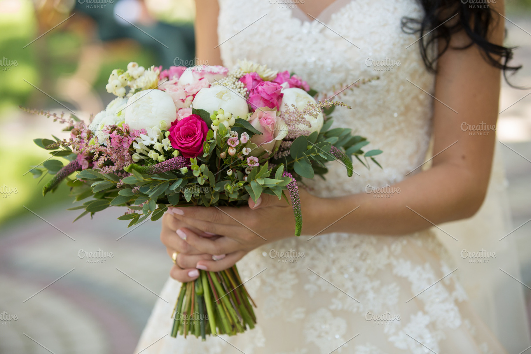 Bride with beautiful wedding bouquet stock photo containing bouquet and, a Holiday Photo by Vladimir Popovich