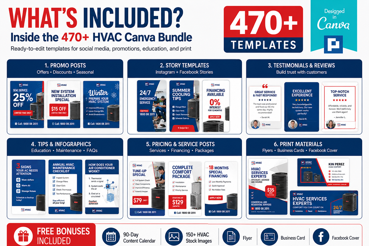 HVAC Social Media Templates Pack, a Social Media Template by PSDPixel (Photo 2 of 6)