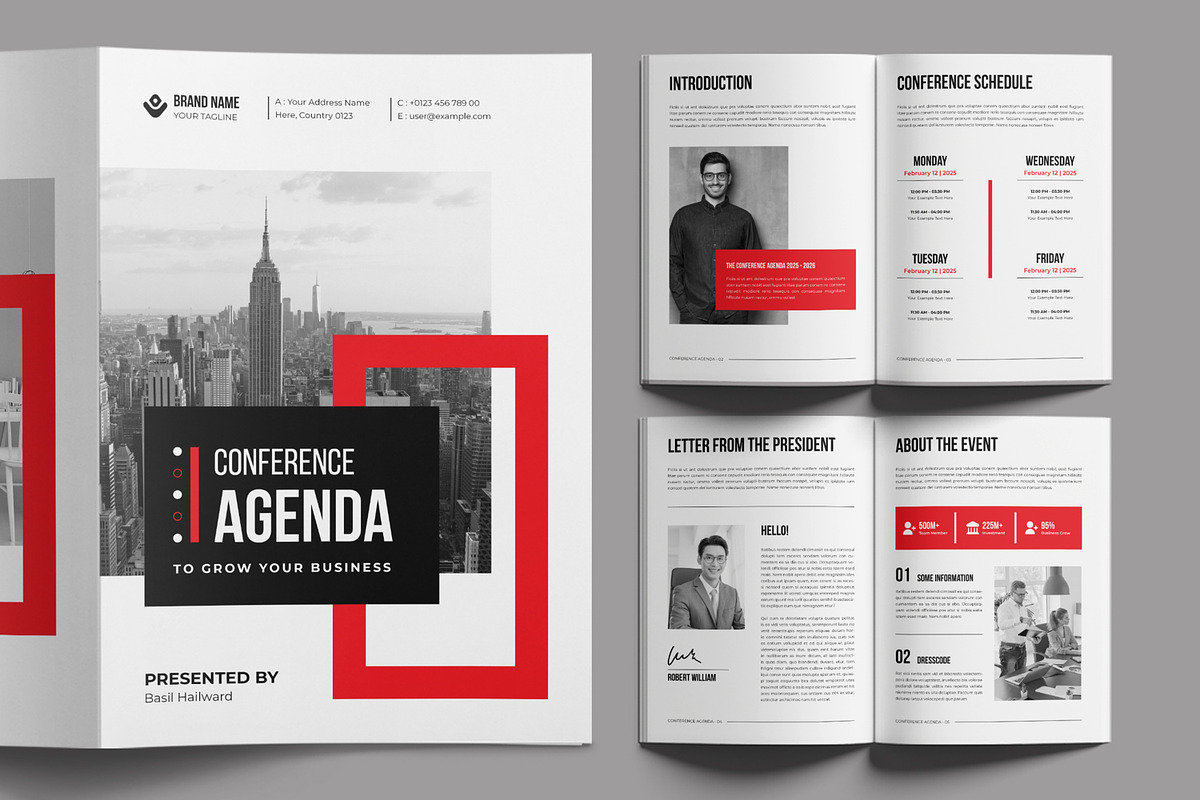 Conference Agenda Layout With Red