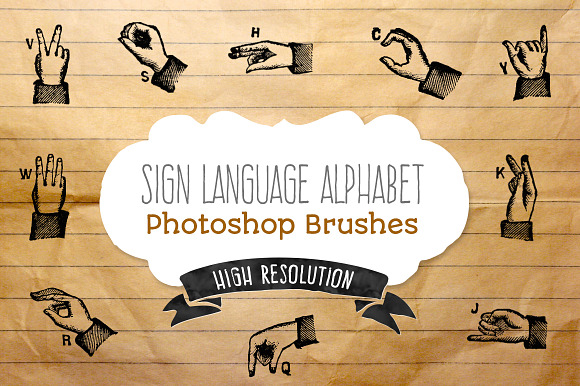 Sign Language Alphabet - brushes preview 2