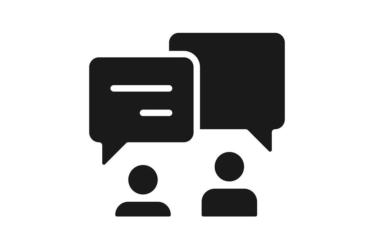 Discussion in pairs black glyph icon, a Solid Icon by IMG Visuals