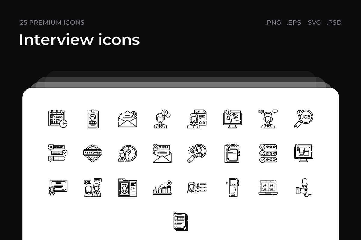 Interview icons, an Outline Icon by Wencory