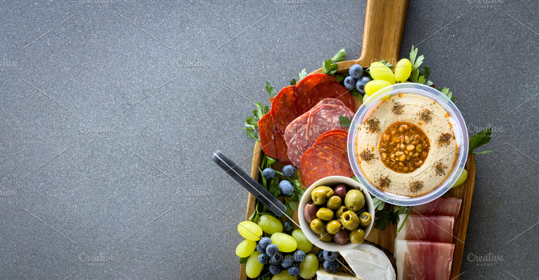 Charcuterie Board Meats And Cheeses Overhead Banner, a Food & Drink Photo by THP Creative