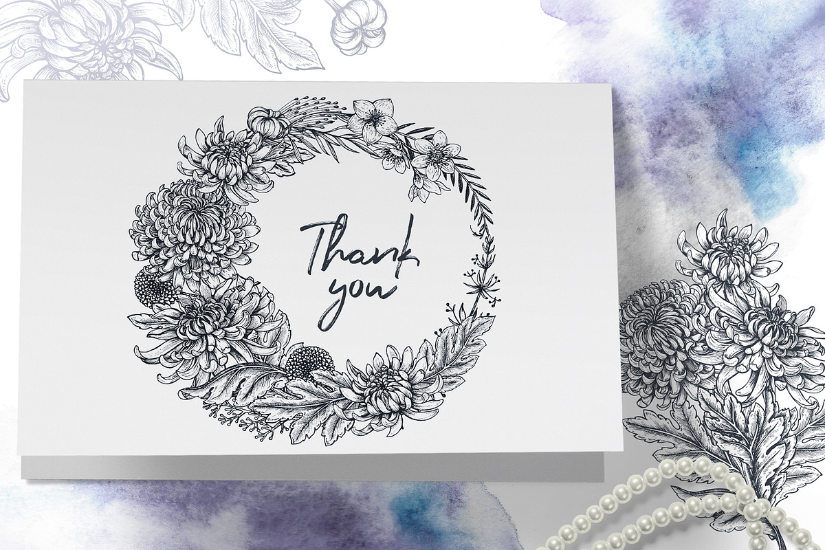 Chrysanthemum vector set, a Decorative Illustration by Molly art (Photo 11 of 11)