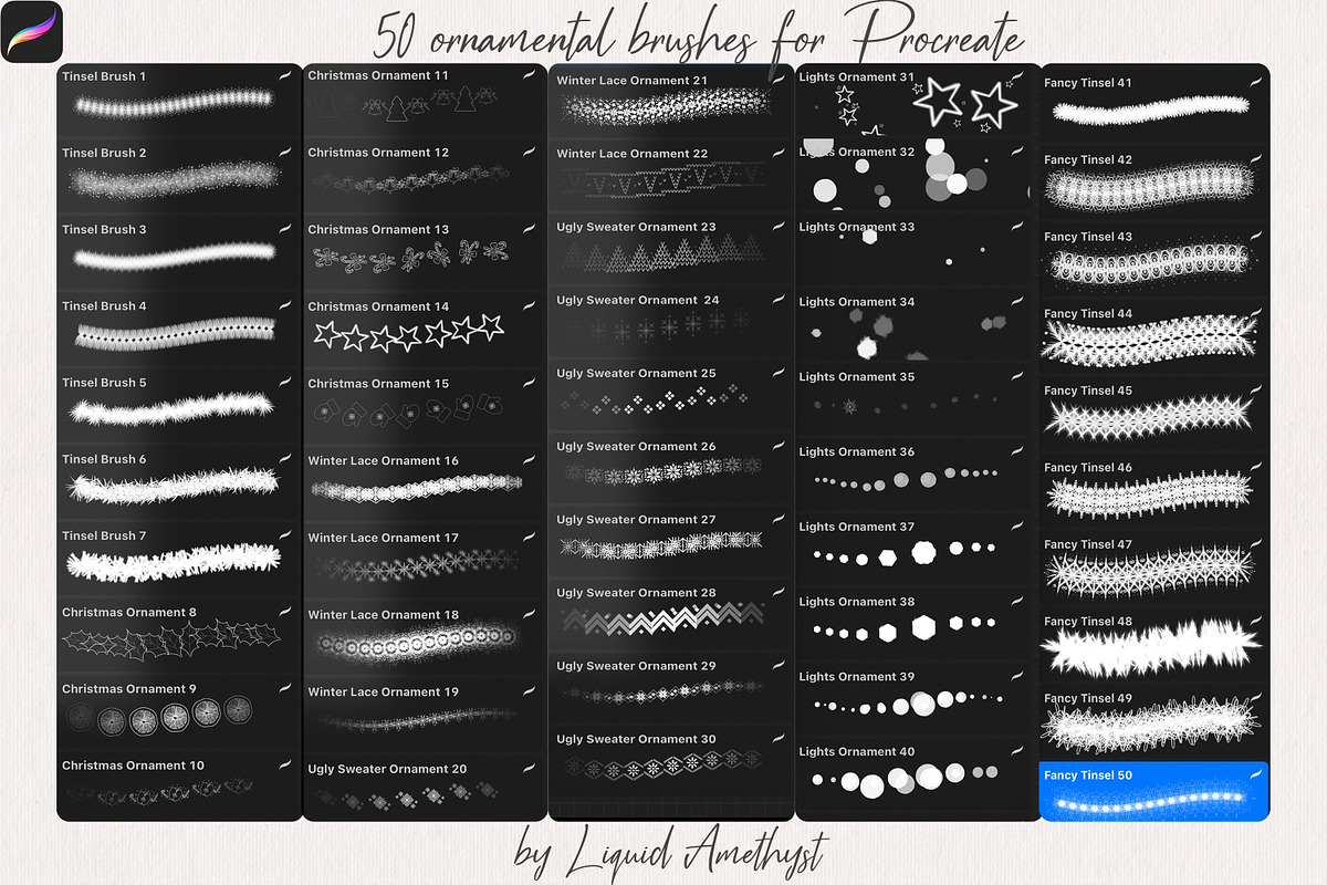 Christmas Brushes For Procreate, a Brush Add-On by Liquid Amethyst Art