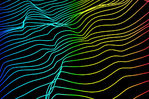 Colorful abstract wave lines on blac, a Background Photo by RF Images