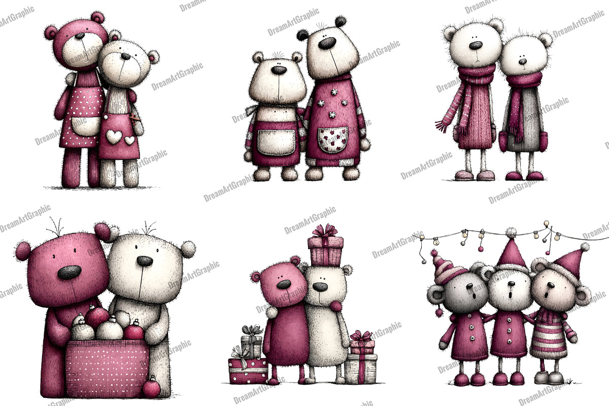 Cute Teddy Bear Couple Clipart, an Illustration by DreamArtGraphic (Photo 2 of 5)