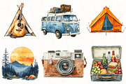 Vintage Camping Watercolor Clipart, an Illustration by OK Design (Thumbnail 5 of 5)