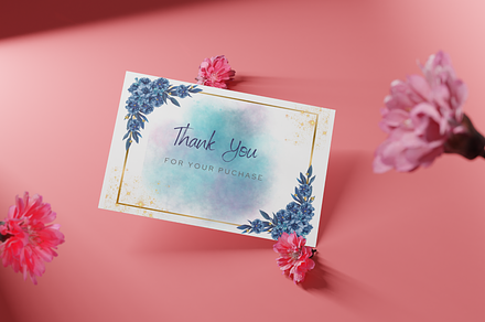Blue floral flower thank you card