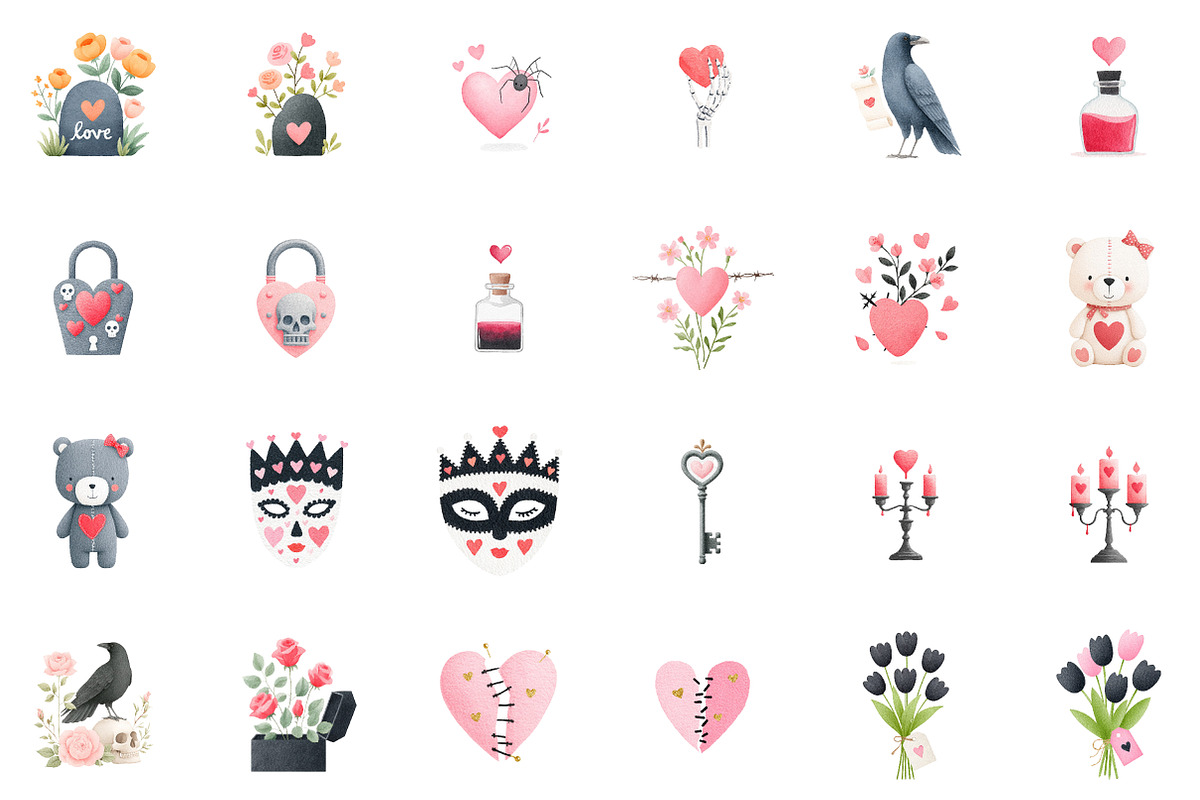 Gothic Valentine's Day Clipart PNG, an Illustration by Sublimation Artist (Photo 2 of 6)